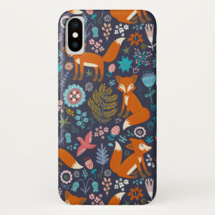 Farbige Füchse - Vögel und Blume - Illustration Case-Mate iPhone Hülle