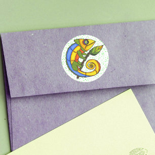Farbige Fun Lizard Dots Runder Aufkleber