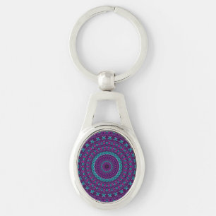 Farbige funkelnde Juwel-Ton-Mandala-Digitalkunst Schlüsselanhänger