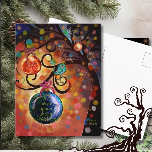 Farbige funkelnde Weihnachtsbaum-Kunst Postkarte