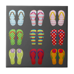 Farbige funky Sommer Flip Flops Fliese
