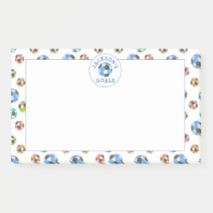 Farbige Fußball-Balls Kinderziele Hinweise Post-it Klebezettel