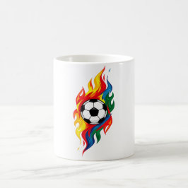Farbige Fußball-T-Shirt mit Spritzern | Lebendige Kaffeetasse