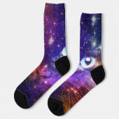 Farbige Galaxie Katze Socken (Linkes Detail)