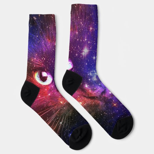 Farbige Galaxie Katze Socken (Rechts)