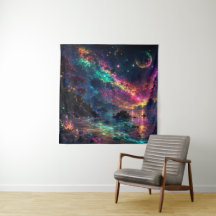 Farbige Galaxie Neon Weltraum Regenbogen Nebel Kun