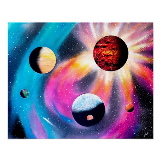 Farbige Galaxie Poster (Vorderseite)