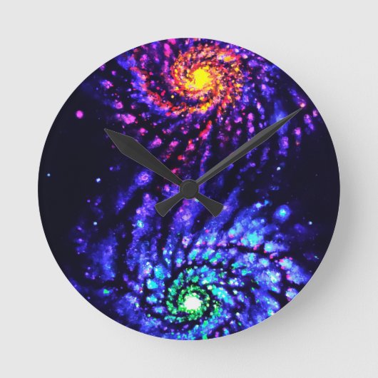 Farbige Galaxien Runde Wanduhr (Vorderseite)