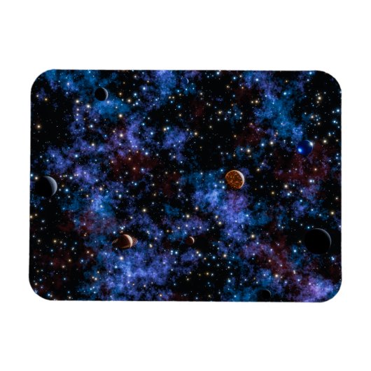Farbige Galaxien, Sterne und Planeten in der Nacht Magnet (Horizontal)