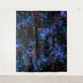 Farbige Galaxien, Sterne und Planeten in der Nacht Wandteppich (Vorderseite)