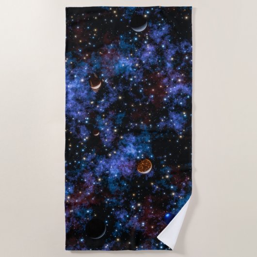 Farbige Galaxien, Sterne und Planeten Strandtuch (Vorderseite)