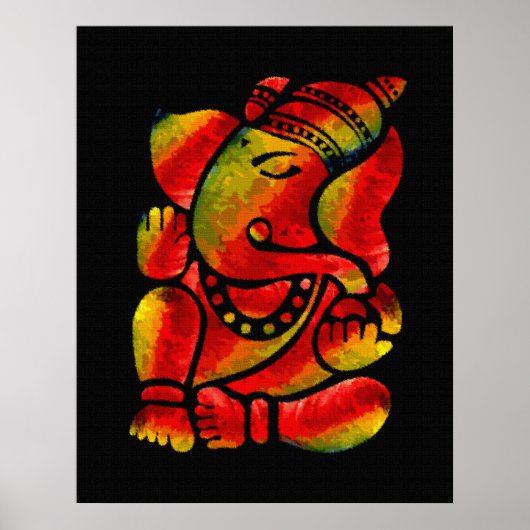 Farbige Ganesha Leinwand Ölgemälde Poster (Vorne)