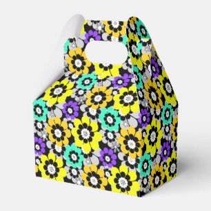 Farbige Gänseblümchen-Blumen Gelb Türkis Lila  Geschenkschachtel