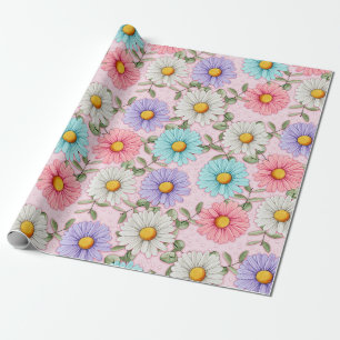 Farbige Gänseblümchen-Blumen Rosa Geschenkpapier