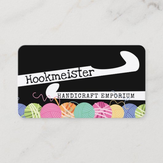 Farbige Garnbälle Krockethaken Visitenkarte (Vorderseite)