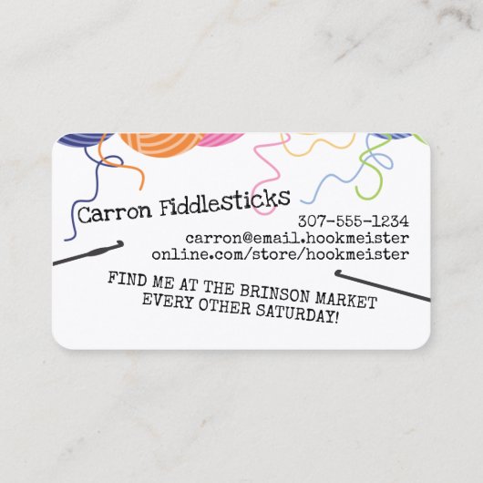 Farbige Garnbälle Krockethaken Visitenkarte (Rückseite)
