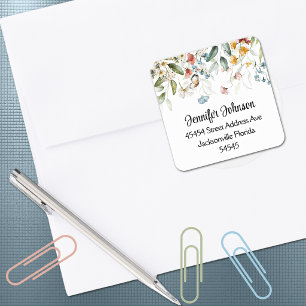 Farbige Garten-Baby-Shower-Floral-Drop-Adresse Quadratischer Aufkleber