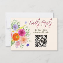 Farbige Gartenblumen Hochzeitswebsite QR Code