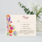 Farbige Gartenblumen Hochzeitswebsite QR Code RSVP Karte (Stehend Vorderseite)