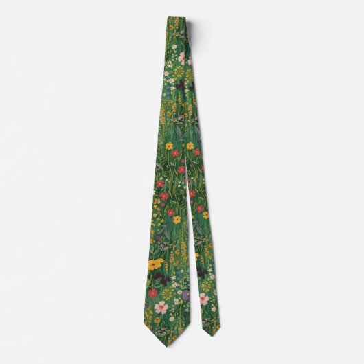 Farbige Gartenblumen Wildblume Frühlingswiese Krawatte (Vorderseite)