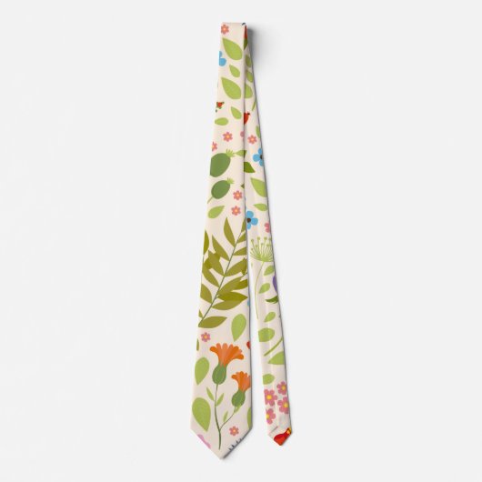 Farbige Gartenblumen Wildblume Frühlingswiese Krawatte (Vorderseite)