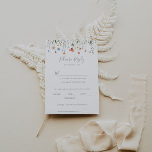 Farbige Gartenwildblumen-Hochzeitsmenü-Auswahl RSV RSVP Karte