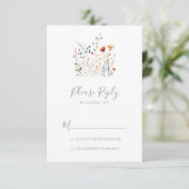 Farbige Gartenwildblumen RSVP Karte (Stehend Vorderseite)