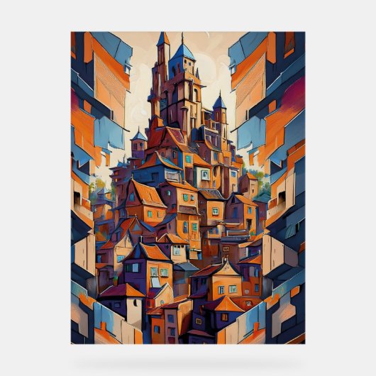 Farbige Gebäude Acrylschild (Vorderseite)