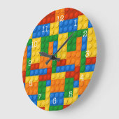 Farbige Gebäude-Blöcke Große Wanduhr (Winkel)