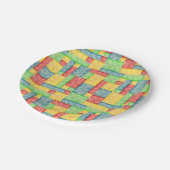 Farbige Gebäude-Blöcke Pappteller (Schrägansicht)