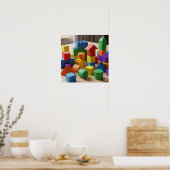 Farbige Gebäude-Blöcke Poster (Küche)