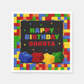 Farbige Gebäude Bricks Geburtstag Boy Paper Napkin Serviette (Vorderseite)