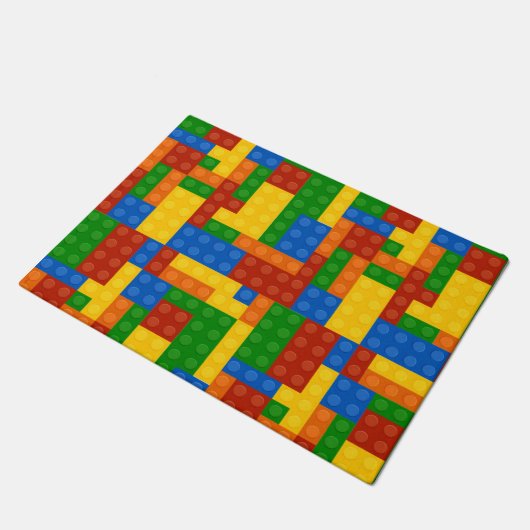 Farbige Gebäude Bricks Kinder Fußmatte (Schrägansicht)