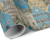 Farbige Gebäude Geschenkpapier (Rolleneckpunkt)