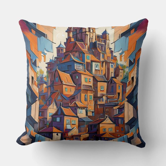 Farbige Gebäude Kissen (Vorderseite)