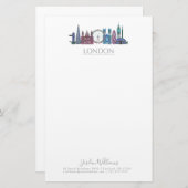 Farbige Gebäude Londons Skyline Briefpapier (Vorne/Hinten)