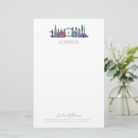 Farbige Gebäude Londons Skyline Briefpapier (Stehend Vorderseite)