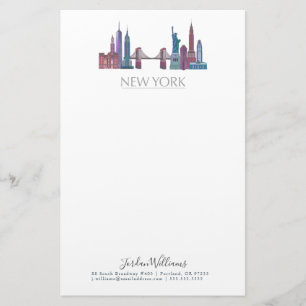 Farbige Gebäude New York Skyline Briefpapier