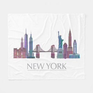 Farbige Gebäude New York Skyline Fleecedecke