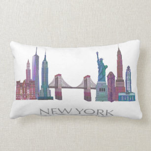 Farbige Gebäude New York Skyline Lendenkissen