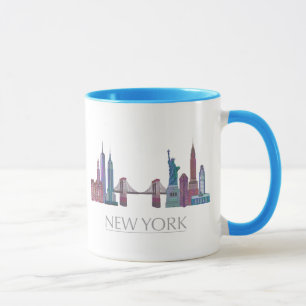 Farbige Gebäude New York Skyline Tasse