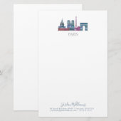 Farbige Gebäude Paris Skyline Briefpapier (Vorne/Hinten)