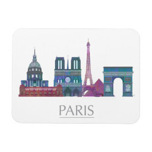 Farbige Gebäude Paris Skyline Magnet