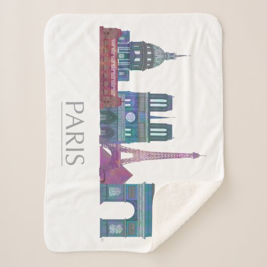 Farbige Gebäude Paris Skyline Sherpadecke (Vorderseite)