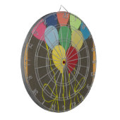 Farbige Geburtstagsballons Grafische Kunstgestaltu Dartscheibe (Vorderseite Links)