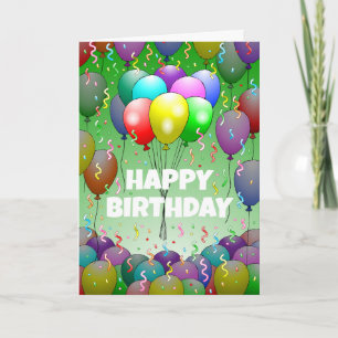 Farbige Geburtstagsballons und Konfetti Karte