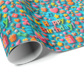 Farbige Geburtstagsfeier-Elemente Geschenkpapier (Rolleneckpunkt)
