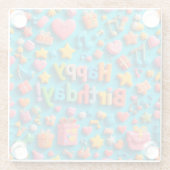 Farbige Geburtstagsfeierelemente Glasuntersetzer (Rückseite)