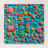 Farbige Geburtstagsfeierelemente Puzzle (Horizontal)