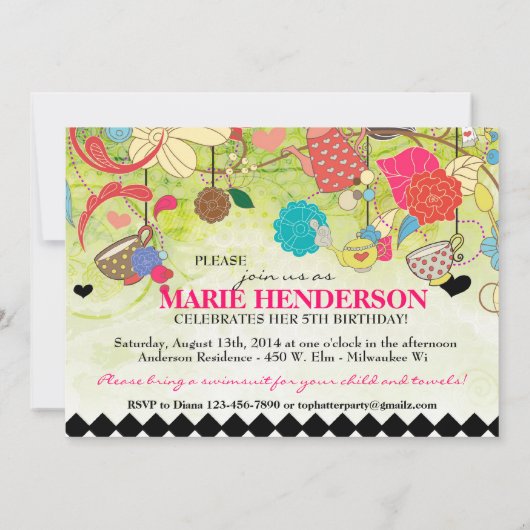 Farbige Geburtstagsparty-Einladung Einladung (Rückseite)